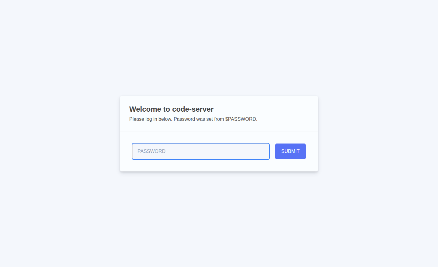 Экран входа code-server